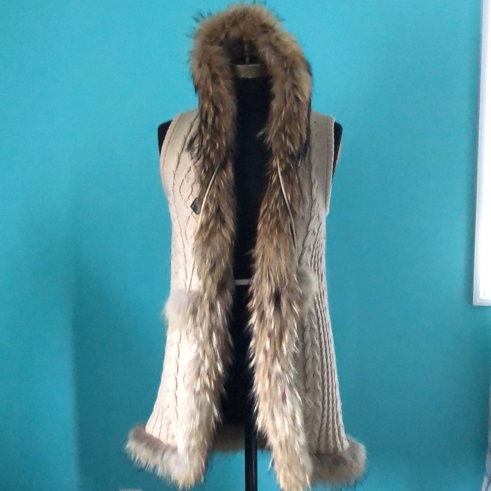 LINDA RICHARDS FUR AND WOOL VEST X LARGE